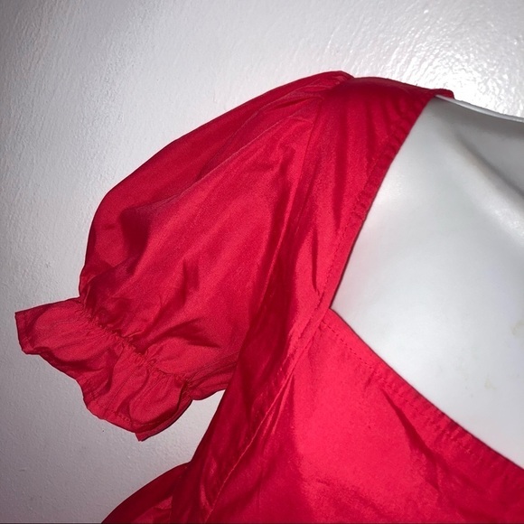 NWT Vonda Empire Style Tiered Short Puff Sleeve Mini Red Poly Dress 2X/XL - Picture 5 of 9